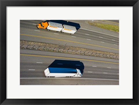 Framed Trucks moving on a highway, Interstate 80, Park City, Utah, USA Print