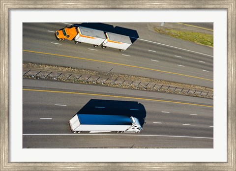 Framed Trucks moving on a highway, Interstate 80, Park City, Utah, USA Print