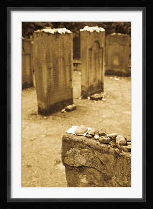 Framed Gravestone at Old Jewish Cemetery, Frankfurt, Hesse, Germany Print