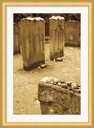 Framed Gravestone at Old Jewish Cemetery, Frankfurt, Hesse, Germany Print