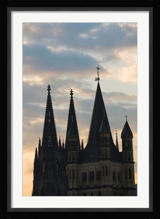 Framed Great Saint Martin Church and Cologne Cathedral, North Rhine Westphalia, Germany Print