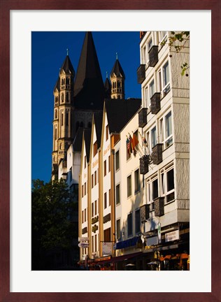 Framed St. Martin Church and Rhein embankment buildings, Cologne, North Rhine Westphalia, Germany Print