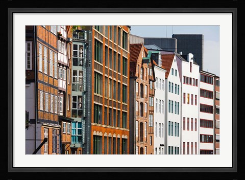 Framed Warehouses in a row, Nicolai Fleet Canal, Hamburg, Germany Print