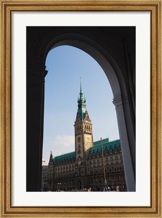 Framed Town hall viewed through an arch, Hamburg Town Hall, Hamburg, Germany Print