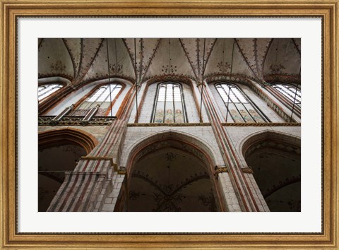 Framed Interiors of a gothic church, St. Mary&#39;s Church, Lubeck, Schleswig-Holstein, Germany Print