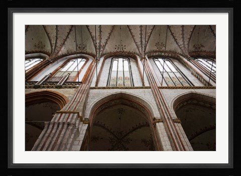 Framed Interiors of a gothic church, St. Mary's Church, Lubeck, Schleswig-Holstein, Germany Print