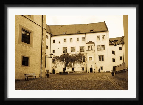 Framed Facade of the castle site of famous WW2 prisoner of war camp, Colditz Castle, Colditz, Saxony, Germany Print