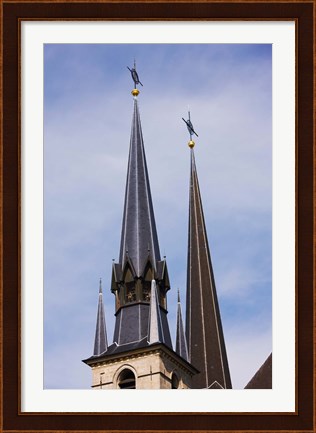 Framed Low angle view of spires of the Notre Dame Cathedral, Luxembourg City, Luxembourg Print