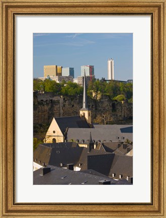 Framed Church in a city, St. Jean du Grund Church, Grund, Luxembourg City, Luxembourg Print