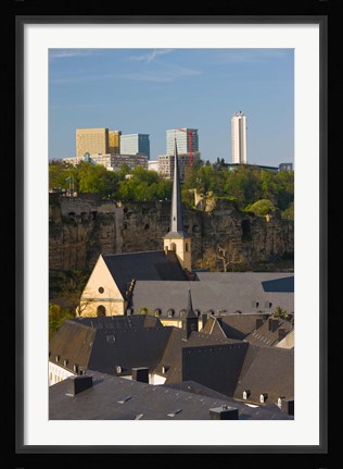 Framed Church in a city, St. Jean du Grund Church, Grund, Luxembourg City, Luxembourg Print