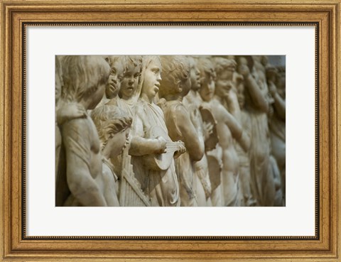 Framed Detail of marble relief, Florence, Tuscany, Italy Print