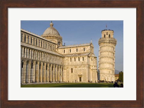 Framed Tourists at cathedral, Pisa Cathedral, Leaning Tower of Pisa, Piazza Dei Miracoli, Pisa, Tuscany, Italy Print