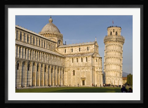 Framed Tourists at cathedral, Pisa Cathedral, Leaning Tower of Pisa, Piazza Dei Miracoli, Pisa, Tuscany, Italy Print
