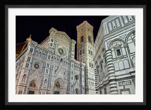Framed Architectural detail of a cathedral at night, Duomo Santa Maria Del Fiore, Florence, Tuscany, Italy Print