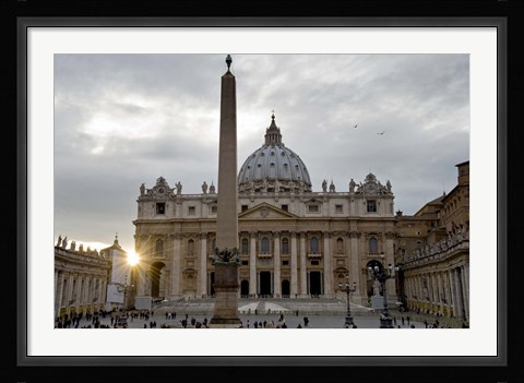 Framed Obelisk in front of the St. Peter's Basilica at sunset, St. Peter's Square, Vatican City Print