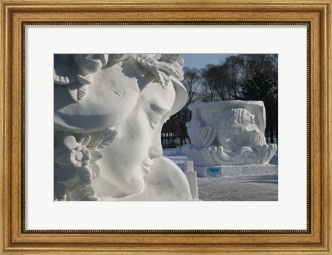 Framed Snow sculptures at Harbin International Sun Island Snow Sculpture Art Fair, Harbin, Heilungkiang Province, China Print