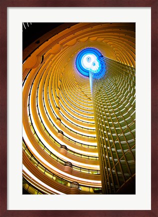 Framed Interiors of Jin Mao Tower looking up from the lobby of the Grand Hyatt hotel, Lujiazui, Pudong, Shanghai, China Print