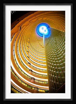 Framed Interiors of Jin Mao Tower looking up from the lobby of the Grand Hyatt hotel, Lujiazui, Pudong, Shanghai, China Print