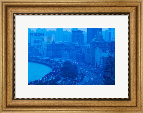 Framed Buildings in a city at dusk, The Bund, Shanghai, China Print