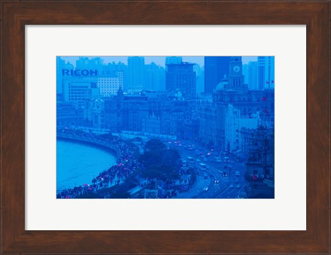 Framed Buildings in a city at dusk, The Bund, Shanghai, China Print
