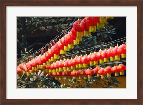 Framed Red lanterns at a temple, Jade Buddha Temple, Shanghai, China Print