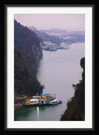 Framed Ferries at anchor, Yangtze River, Yichang, Hubei Province, China Print