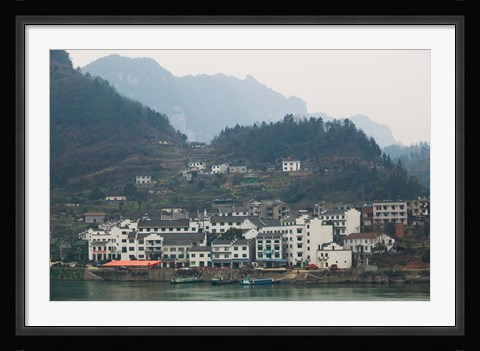Framed Town by Three Gorges Dam, Yangtze River, Hubei Province, China Print