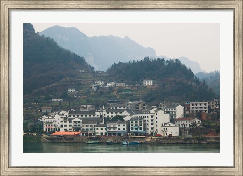 Framed Town by Three Gorges Dam, Yangtze River, Hubei Province, China Print