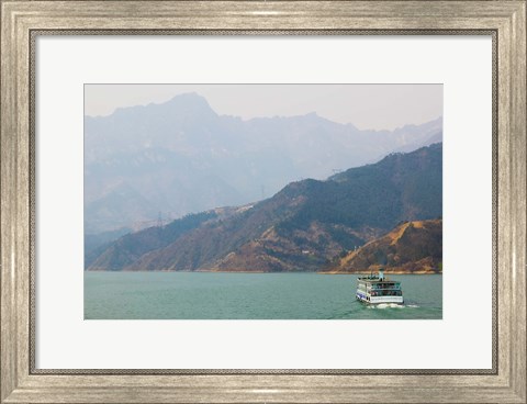 Framed Ferry in a river, Xiling Gorge, Yangtze River, Hubei Province, China Print
