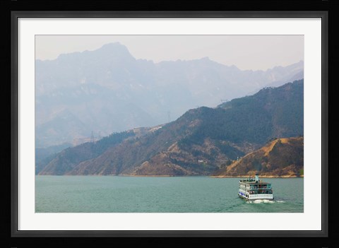 Framed Ferry in a river, Xiling Gorge, Yangtze River, Hubei Province, China Print