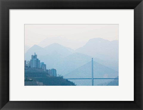 Framed Town of Badong viewed from Wu Gorge, Yangtze River, Hubei Province, China Print