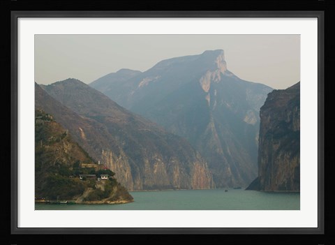 Framed Mountains at the riverside, Yangtze River, Chongqing Province, China Print
