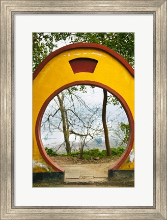 Framed Archway with trees in the background, Mingshan, Fengdu Ghost City, Fengdu, Yangtze River, Chongqing Province, China Print