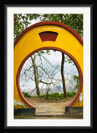 Framed Archway with trees in the background, Mingshan, Fengdu Ghost City, Fengdu, Yangtze River, Chongqing Province, China Print