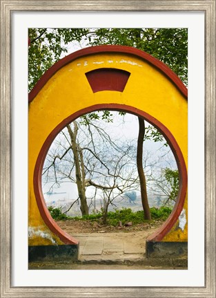 Framed Archway with trees in the background, Mingshan, Fengdu Ghost City, Fengdu, Yangtze River, Chongqing Province, China Print