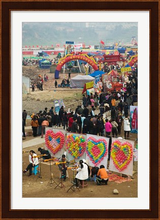 Framed Ciqikou carnival by the Jialing River during Chinese New Year, Ciqikou, Chongqing, China Print