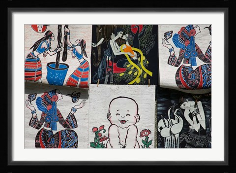 Framed Fabric Items, Dali, Yunnan Province, China Print