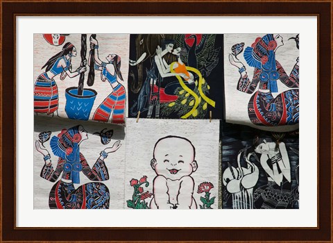 Framed Fabric Items, Dali, Yunnan Province, China Print
