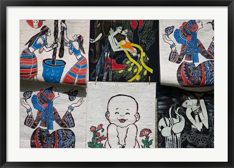 Framed Fabric Items, Dali, Yunnan Province, China Print