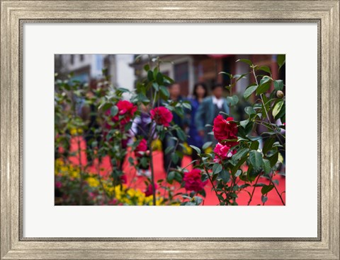 Framed People at spring flower festival, Old Town, Dali, Yunnan Province, China Print