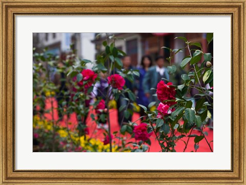 Framed People at spring flower festival, Old Town, Dali, Yunnan Province, China Print