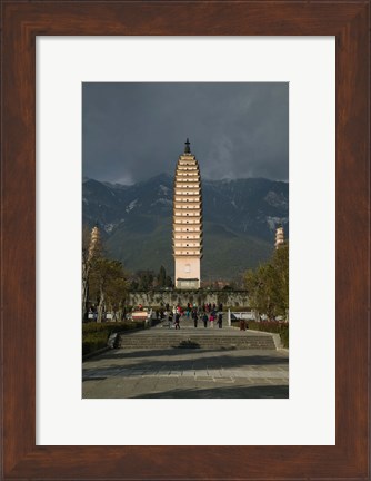 Framed Tourists at the Three Pagodas, Old Town, Dali, Yunnan Province, China Print