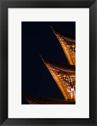 Framed Architectural detail of Wuhua Building, Wenxian Lu, Old Town, Dali, Yunnan Province, China Print
