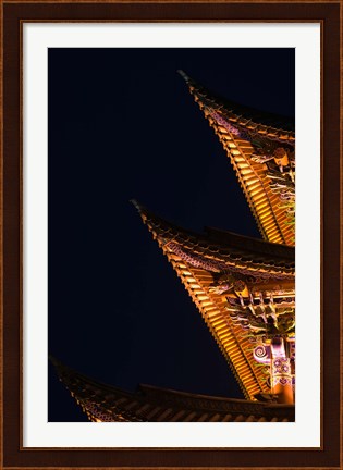 Framed Architectural detail of Wuhua Building, Wenxian Lu, Old Town, Dali, Yunnan Province, China Print