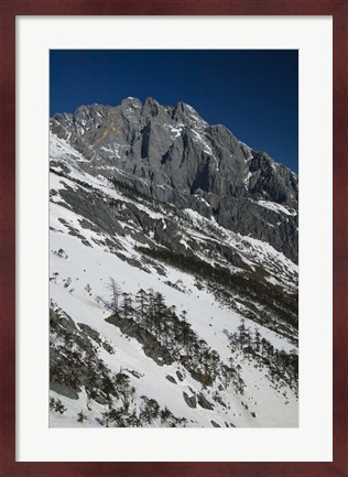 Framed Panoramic view of a mountain range, Jade Dragon Snow Mountain, Lijiang, Yunnan Province, China Print