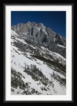 Framed Panoramic view of a mountain range, Jade Dragon Snow Mountain, Lijiang, Yunnan Province, China Print