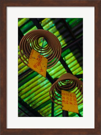 Framed Large incense coils hanging from Green Roof, Central District, Hong Kong Island, Hong Kong Print