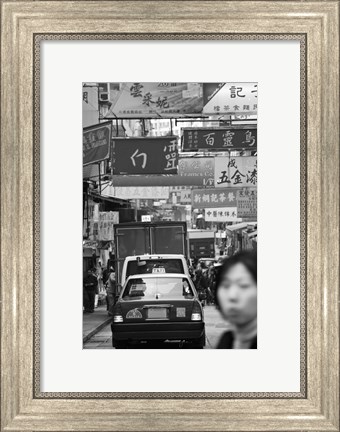 Framed Traffic on Queen&#39;s Road Central, Central District, Hong Kong Island, Hong Kong Print