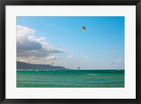 Framed Tourists kiteboarding in the ocean, Maui, Hawaii, USA Print