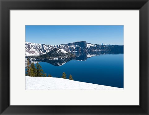 Framed Lake in winter, Crater Lake, Crater Lake National Park, Oregon Print